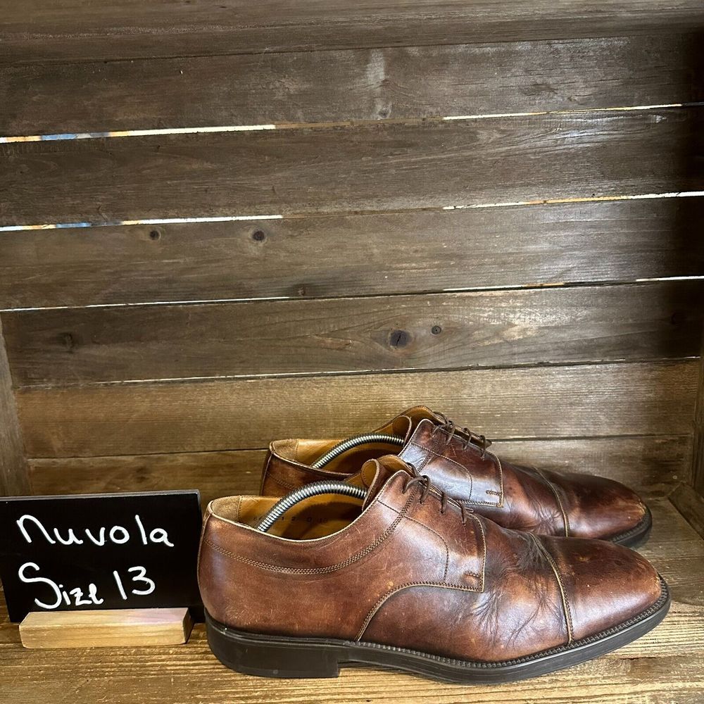 Mens Nuvola By Santoni Brown Leather Cap Toe Comfort Dress Oxfords Size 13 D GUC